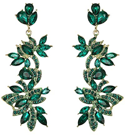 EVER FAITH Ohrringe Vintage Style Art Deco Strass Kristall Emaille Floral Lead Chandelier lange Ohrstecker Lila