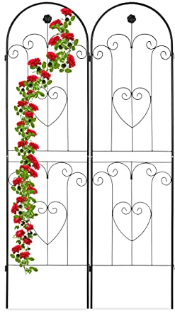 Relaxdays Rankgitter, 2er Set, Rankhilfe für Kletterpflanzen, HxB 180 x 50 cm, Stecksystem, freistehend, Eisen, schwarz