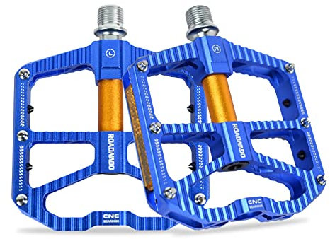 ROADNADO Cykelpedaler med 3 förseglade lager med 2 reflektorer och halkfritt mönster MTB-pedaler CNC pedaler cykel halkfria ultralätta pedaler för mountainbike MTB BMX racercykel pedaler 9/16 tum