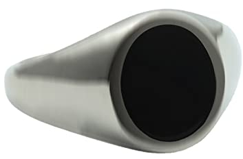 BCughia Ring Edelstahl Männer, Herren Ringe Kleiner Finger Mattes Silber Oval Versprechen Eheringe Geschenk für Herren Größe 70 (22.3)