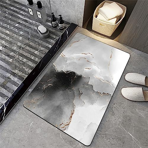 Badezimmerteppich, Badematte Rutschfest, 60x100cm Bad Teppich LäUfer, Duschmatte, Badteppich Badvorleger Rutschfest Waschbar, Antirutschmatte Dusche, Teppich Badezimmer, Bathroom Bath Mat, Grau