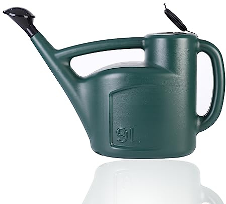Regadera de 2.25 galones para plantas al aire libre, regadera grande de jardín con boquilla larga, tapa y cabezal rociador desmontable, maceta de plástico resistente para plantas de interior y flores
