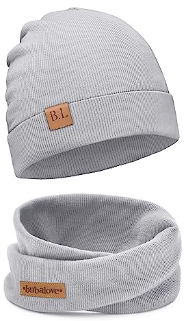 Bubalove - Mütze und Schal Set - Baumwollmütze - Kragen für Baby - Baumwollmütze und Halswärmer - Strickmütze - Mütze und Schals - Kinder Kindermütze