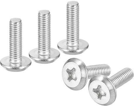 sourcing map Lot de 100 vis à tête cruciforme M3 x 10 mm à tête ronde plate en acier inoxydable 304, filetage complet, finition brillante, vis de connexion pour meubles