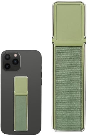 Generisch Handy-Griffband, Fingerhalter, Handyhalter, rutschfest, elastischer Fingerhalter, Edelstahl-Feder-Telefongurt, für Outdoor, Wandern, Training, Schwarz, Grün, für alle flachen Mobiltelefone