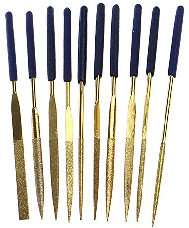 Feilen-Set, Metallfeilen-Set, 10-teilig, kleine Feile, Titan-beschichtete Nadel, Flachfeilen-Set, Metallverarbeitungstechnik-Werkzeug, robuste Feile