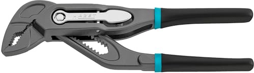 Hazet Alicate universal/bomba de agua 760-12, 125 mm, distancia de bloqueo de 2 mm, 13 posiciones de bloqueo, dientes endurecidos por inducción, recubrimiento de doble inmersión para un manejo óptimo