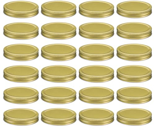 sourcing map 24pcs Wide Mouth Mason Jar Lids, 86mm Mason Canning Jar Lids with Airtight Seal and Leakproof, Mason Storage Covers Caps for Mason Jar, Gold