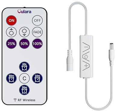 OULARA LED Controller,13 Tasten RF Wireless Fernbedienung und 3 Tasten Empfänger mit DC Anschluss,RF Dimmer mit Timer Funktion für DC12V-24V COB/3528/2835/5050 LED Streifen lichter