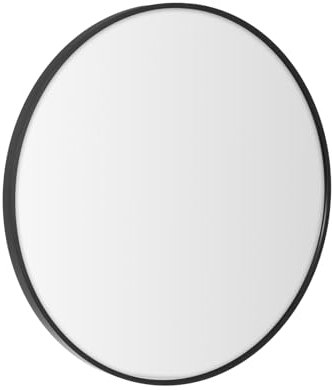 LOLAhome Espejo de Pared Redondo con Borde de Aluminio Negro de Estilo Moderno y Sencillo Adecuado para Decoración, Recibidor, Baño, Dormitorio, Tocador y Vestidor