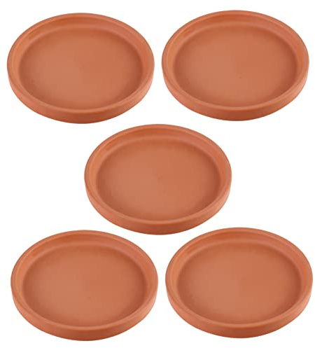 TINEASUR Set 5 Piattini in Ceramica Sottovasi per Fioriere e Vasi da Fiori, Portavaso Base Rialzata per Raccogliere Acqua e Sporco, Supporti Decorativi per Piante e Giardinaggio Domestico