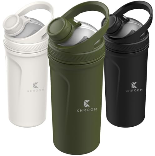 Khroom Agitador de proteínas de acero inoxidable 700ml | agitador de proteínas | colador inteligente para batidos | vaso de acero inoxidable agitador de metal (Verde)