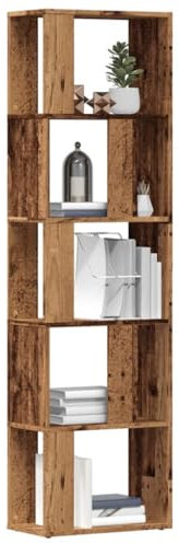 Gecheer Antik träbokhylla 45 x 24 x 159 cm i flerskiktat trä, skåp, CD-dörrskåp, bokhylla, CD-hållare, DVD, arkivering, bokhylla, kubikhållare, CD-hållare, avdelarbokhylla, P855784