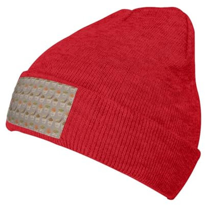 HGFVY Gorro de punto cálido para invierno con forma de huevera, fideos, ramen, grueso, suave, elástico, holgado para hombres y mujeres, accesorio cálido, Rojo -, talla única