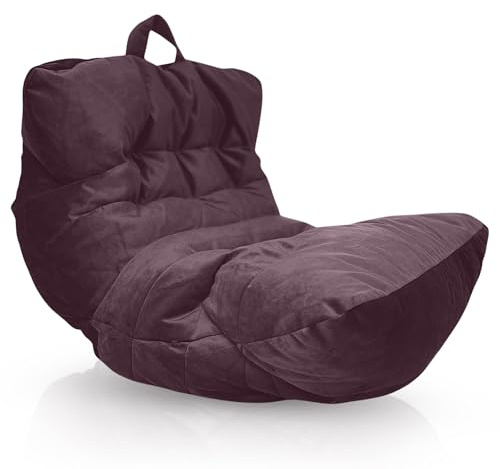 Aiire Fauteuil Pouf Salon Moderne - Pouffe Géant Interieur Adulte ou Ado avec Remplissage pour Décoration de la Chambre – Gros Bean Bag XXL ou Coussin de Sol en Velours Violette