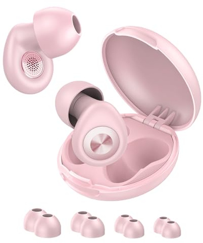 CASCHO Tapones Oidos Ruido Dormir, 45dB Tapones Oidos Cancelacion de Ruido con 8 Reutilizable Puntas(XS/S/M/L) y Estuche, Tapones para Dormir/Concentración/Conciertos/Viaje/Estudio/Trabajo, Color Rosa