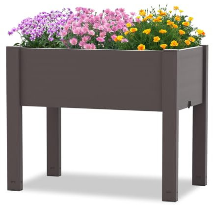 Cama de jardín elevada para exteriores con sistema de riego automático, capacidad de 53 L, 76 x 45 x 61 cm, maceta de polipropileno duradera para flores y verduras, perfecta para jardinería en casa