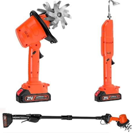 WJMRELIABLE Mini BêChe,Rotavator éLectrique,Rotavator De Jardin,avec 2 Batteries Et Perche TéLescopique,Motoculteur Manuel,pour Couper l'herbe,PréParer Le Sol,DéSherber