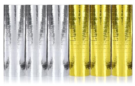 KarneLux Stelle filanti 'oro/argento metallizzato' – decorazioni per feste di compleanno, matrimoni e Capodanno – confezione da 6