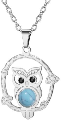 Dreamtimes Elegante Eulen-Anhänger-Halskette für Frauen Edelstahl-Weisheits-Eulen-Halskette Tier-Anhänger-Halskette Schmuck