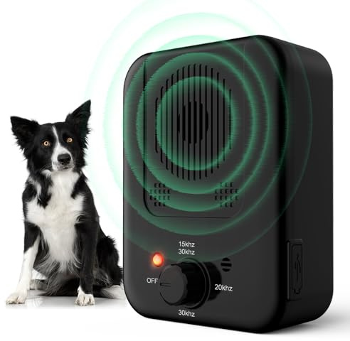 Antibell für Hunde, 3 Frequenzstufen Sonic Anti Bell, 33Ft Reichweite Antibell Ultraschall Gerät für Hunde, Wiederaufladbare Hundebell-Kontrolle im Innen Außenbereich, Anti-Bell-Mittel Hunde/Schwarz
