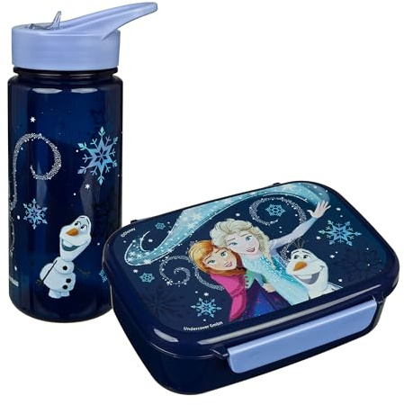 Scooli - Frozen-set för barn: matlåda + flaska, perfekt för skola/förskola, från 4 år
