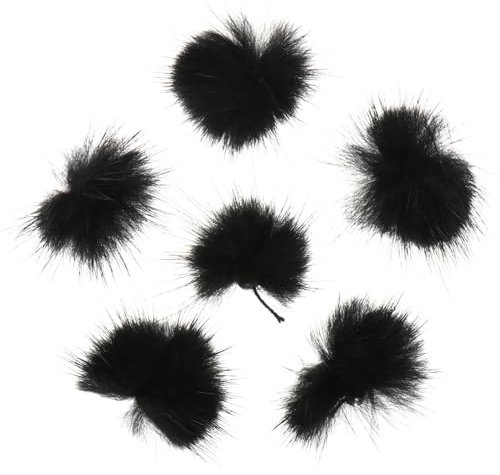jojofuny 6 Piezas de Adornos para Uñas Bolas de Peluche Negro para Decoración Creativa en Nail Art, Accesorios Desmontables y Fáciles de Usar