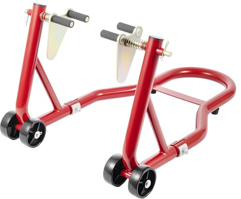 2PCS Paddock Stand Motorcycle Rear Heavy Duty Rear Motor Bike Workshop Pit Motorcycle Paddock Stand Back Wheel Lift Chock for Lifting The Bike (Red 1 PCS)