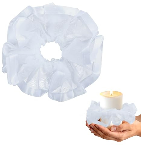 Tropfenfänger Kommunionkerze, Kommunionkerze Tropfschutz, Spitze Tropfschutz Kerzenmanschette 6CM, Weißes Netz Tropfschutzkappe Kerze, für Taufkerzen Hochzeitskerzen (B)