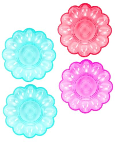 DOITOOL Set 4 Pezzi Porta Uova in Plastica Impilabile e Salvaspazio per Cucina e Sala da Pranzo, Vassoio Pratico per Uova Sode e Conservazione Ordinata Colore Casuale