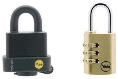 Yale - Lucchetto in acciaio laminato con coperchio e lucchetto a combinazione in ottone Yale