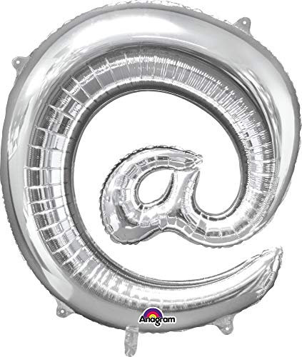 Neu: Folienballon Zeichen * @ * in Silber als Deko für Party und Geburtstag | 81cm groß, wiederaufblasbar | Ballondeko Helium Ballongas Buchstaben