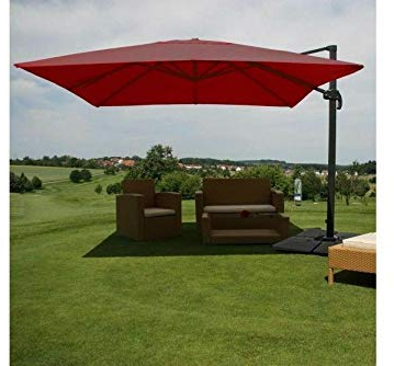 madera Luxus Sonnenschirm Marktschirm bordeaux 3x4m Ampelschirm mit Ständer drehbar