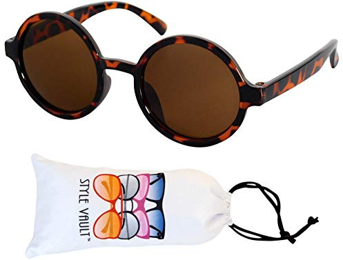 Style Vault Kd3008 Baby Infant Toddlers Age 0~24 Months Round Retro Sunglasses (Tortoise brown)