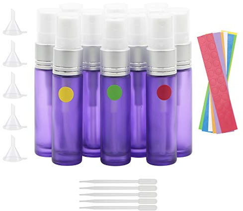 Ellbest 10ml Spray Bottles Glass Perfume Atomizer, Matte Purple, 10Pcs