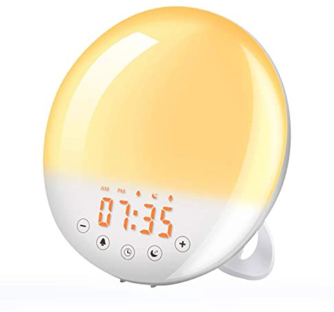 JDKC- WiFi Smart Wake Up Light, Simulación de Amanecer/Atardecer Despertador LED Digital, con 8 Sonidos Naturales y Función de Repetición, Aplicación Tuya, Funciona con Alexa
