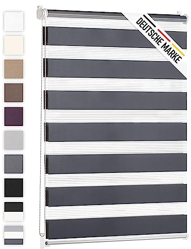 Blumtal Doppelrollo 90 x 155cm - Klemmfix Rollo, Rollos für Fenster ohne Bohren, Klemmrollo für Fenster & Türen, Seitenzugrollo, Anthrazit