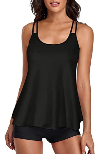 Minetom Maillot de Bain 2 Pièces Femme Tankini Ensembles Maillots Plage Push Up Bikini Set Deux Pièce Imprimé Débardeur et Short