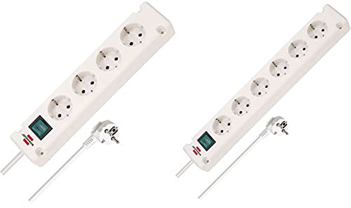 Brennenstuhl Bremounta Steckdosenleiste 4-Fach mit Schalter (1,5m Kabel) weiß & Bremounta Steckdosenleiste 6-Fach mit Schalter (Steckerleiste mit Befestigungsmöglichkeit und 3m Kabel) weiß