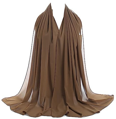 Muzboo Damen Chiffon-Schal, Sommerschal, elegant, transparent, einfarbig, 20 Farben, braun, One size