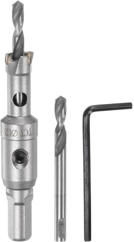 sourcing map Metal Hole Saw Carbide Cutter 12mm / 0.47 Dia for Stainless Steel, Metal, Aluminum Alloy, Copper, Brass, Plastic, with Extra Center Bit