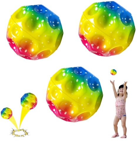 TaimeiMao 3 Stück Rainbow Ball Hohe Springender Gummi Moon Ball Galaxy Leicht Space Ball High Bouncing Ball Extreme Ball Spielzeuggeschenke für Kinder, Farbig