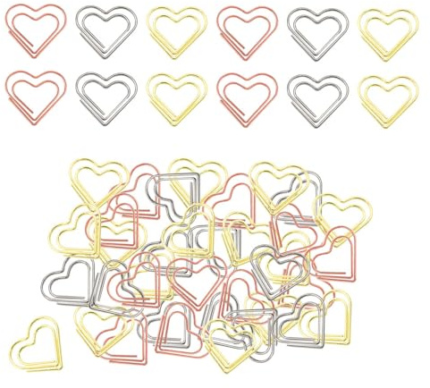 Niaciswe Herzförmige Büroklammern 100 Stück Büroklammern Liebe Motiv Liebe Büroklammern Liebe Büroklammern Rosegold Büroklammer Spender Herz Fotoklammern Büroklammer Herz für Dekorative Einladungen