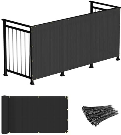 Windscreen4less 3'x119' Deck Balcony Privacy Screen for Deck Pool Fence Railings Apartment Balcony Privacy Screen for Patio Yard Porch Chain Link Fence Condo with Zip Ties Black