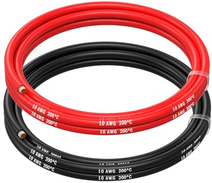 MMOBIEL 10 AWG Elektrisk Silikonkabel - 10 Gauge (5,26 mm²) Förtennad Kopparkabel - 2 Separata Kabeln Röd & Svart Varje 1,5 m / 5 ft för RC, Drönare, 3D Skrivare, Batterier, Högtalarkablar, Led Strips