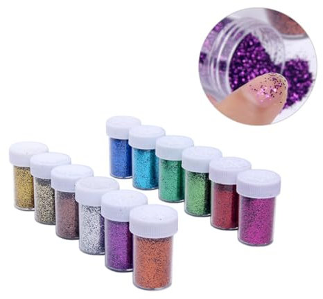 Lurrose Maniküre-Glitzer 12 Glitzerpuder Glimmerpigment Glitzer Pailletten Glimmerpulver Nailart-glitzer Glitzerpulver Flaschen-