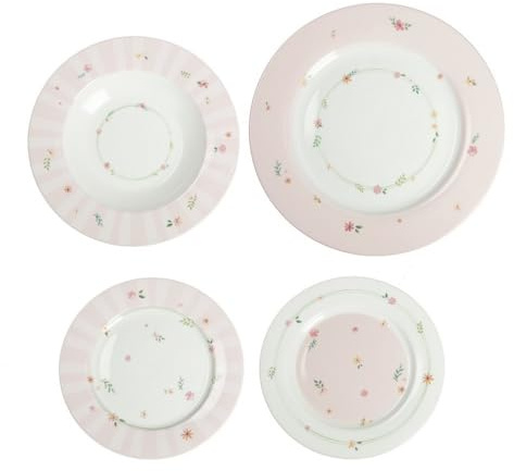 BRANDANI Polline Rosa Tafelservice Teller-Set, 18-teilig, Porzellan