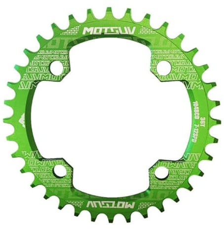 WANGZEYU Kettenblatt 104BCD Runde Schmale Breite Kettenblatt MTB Mountainbike Fahrrad 104BCD 32T 34T 36T 38T Kurbelgarnitur Zahn Platte Teile 104 BCD FahrradkettenbläTter (Größe : 32T, Color : Green)