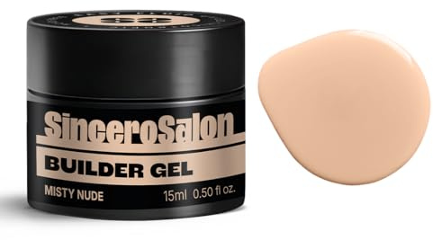 SINCERO SALON Easy Fluid Gel Construction Ongle UV - Misty Nude - TPO Free - Idéal pour French Manucure - Nail Extension Gel et Modelage - Cache les Défauts des Ongles - Builder Gel - 15ml