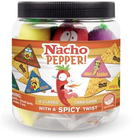 MindWare Nacho Pepper! Fast-Paced Match and Grab Card Game, Quick Reaction Party Gameplay for Kids and Adults, Includes Play Peppers and Cards, Family Game Night Favorite Ages 6 and Up